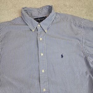 Ralph Lauren‎ Oxford Shirt Mens 18 34/35 Striped Button Down Classic Fit Office